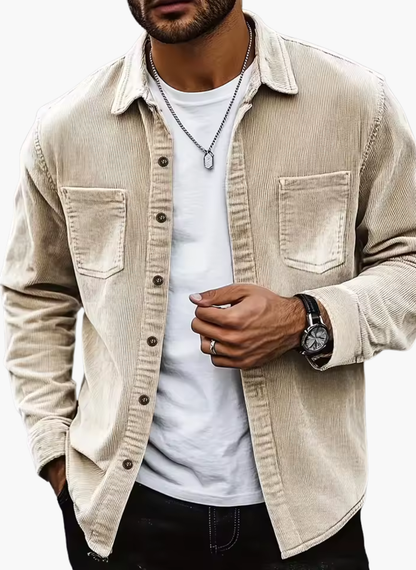 Men's Cord Jacket with Button Closure