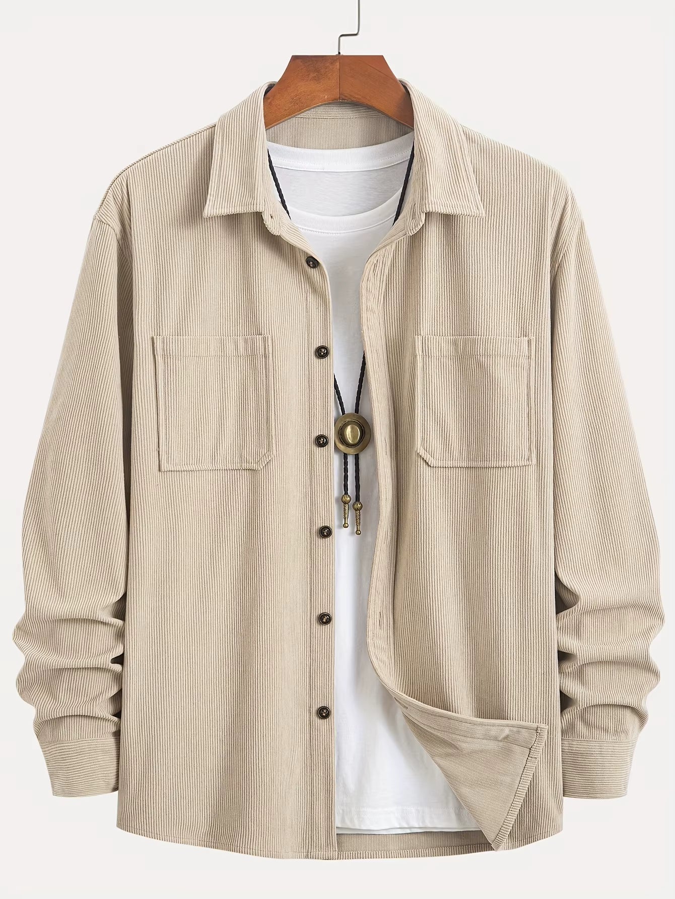 Men's Cord Jacket with Button Closure