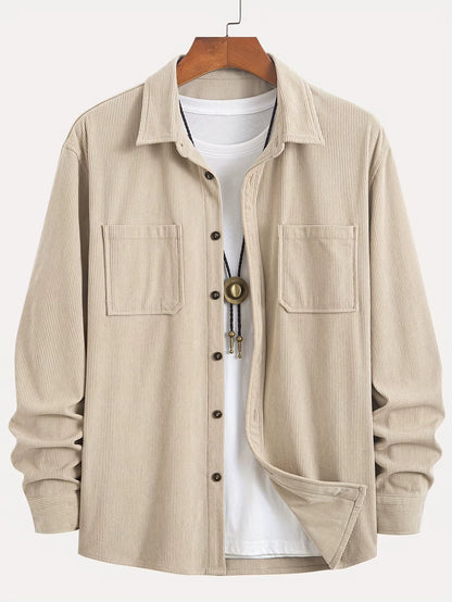 Men's Cord Jacket with Button Closure
