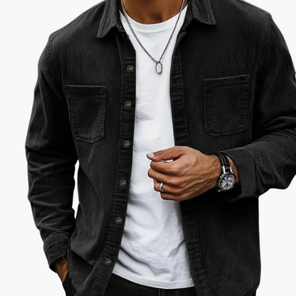 Men's Cord Jacket with Button Closure