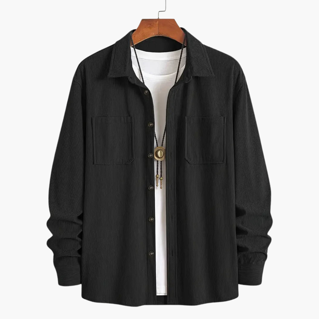 Men's Cord Jacket with Button Closure