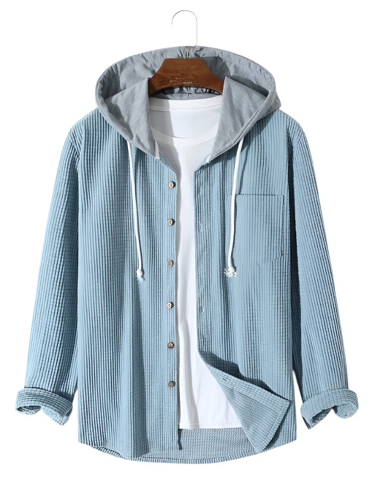 Men's Corduroy Jacket with Adjustable Hood