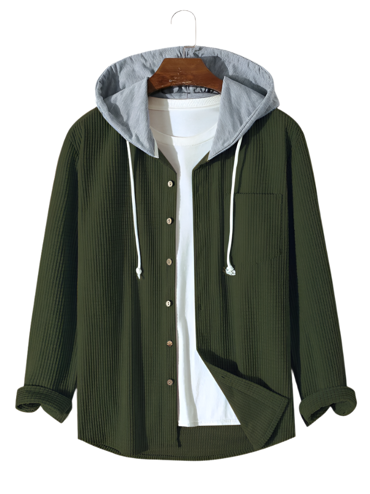 Men's Corduroy Jacket with Adjustable Hood
