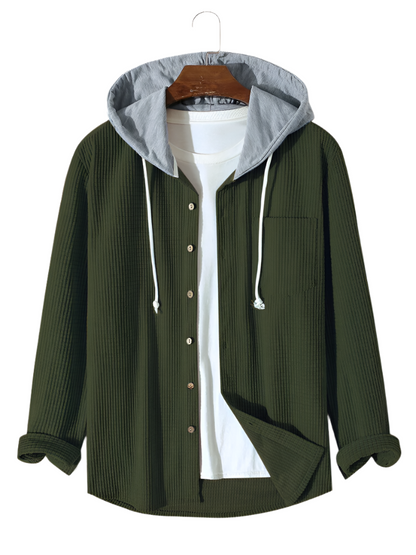 Men's Corduroy Jacket with Adjustable Hood