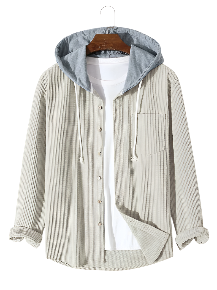 Men's Corduroy Jacket with Adjustable Hood