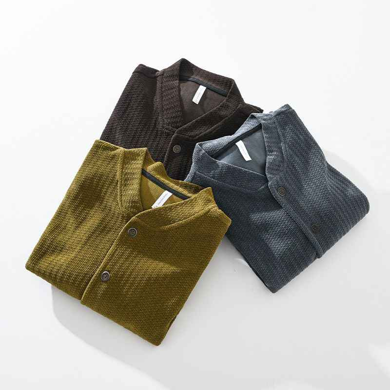 Men's Corduroy Jacket with Snap Button Closure