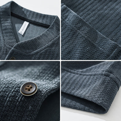 Men's Corduroy Jacket with Snap Button Closure