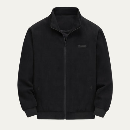 Men's Corduroy Jacket with Zipper and Stand-Up Collar