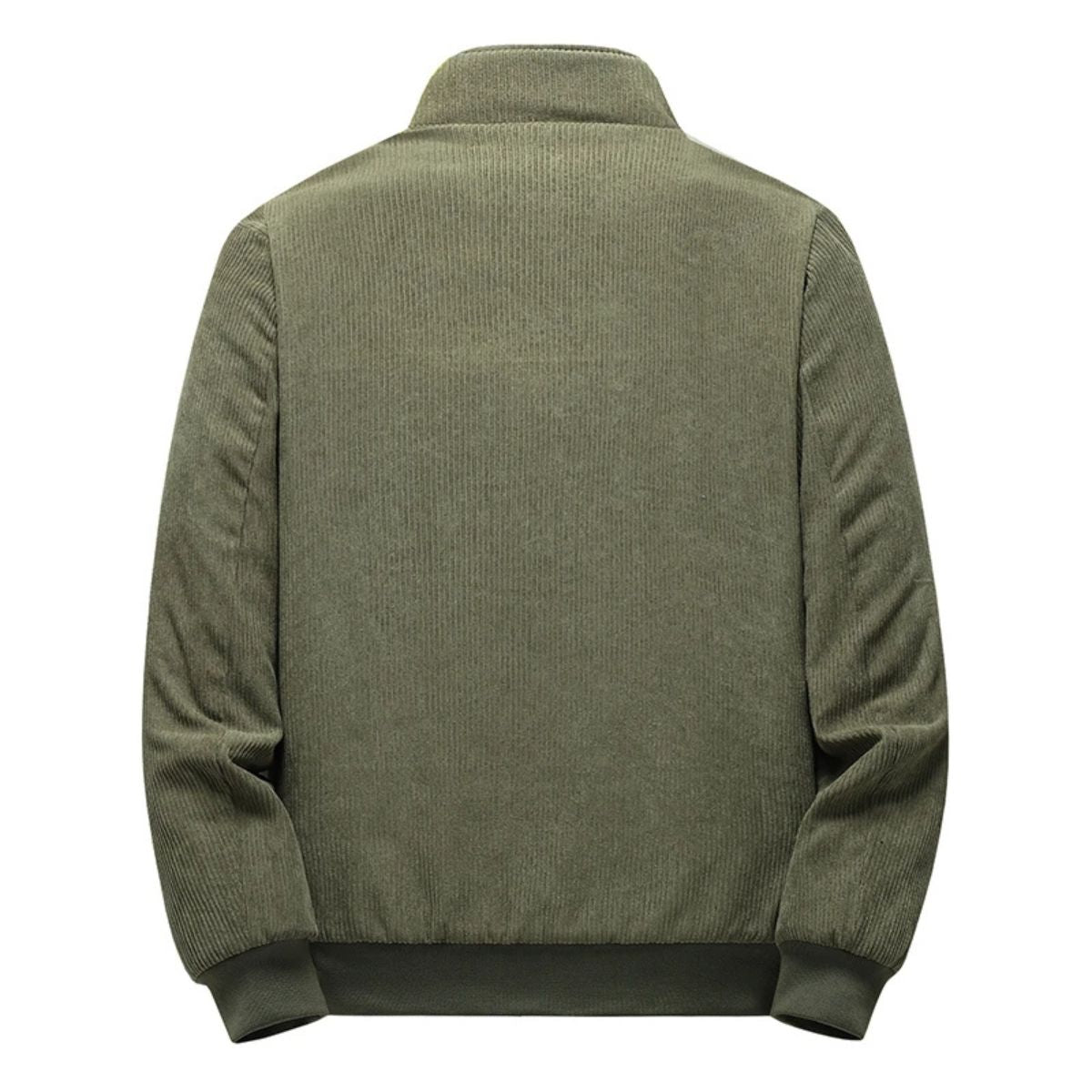Men's Corduroy Jacket with Zipper and Stand-Up Collar