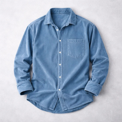 Men's Corduroy Shirt with Italian Collar in Regular Fit