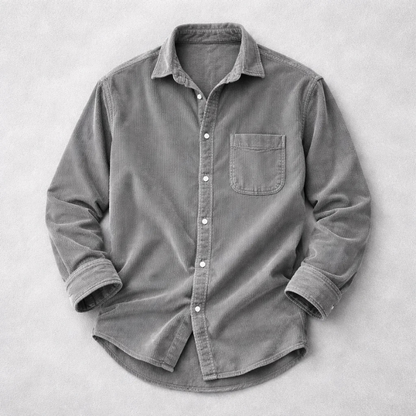 Men's Corduroy Shirt with Italian Collar in Regular Fit
