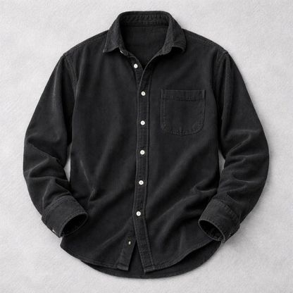 Men's Corduroy Shirt with Italian Collar in Regular Fit