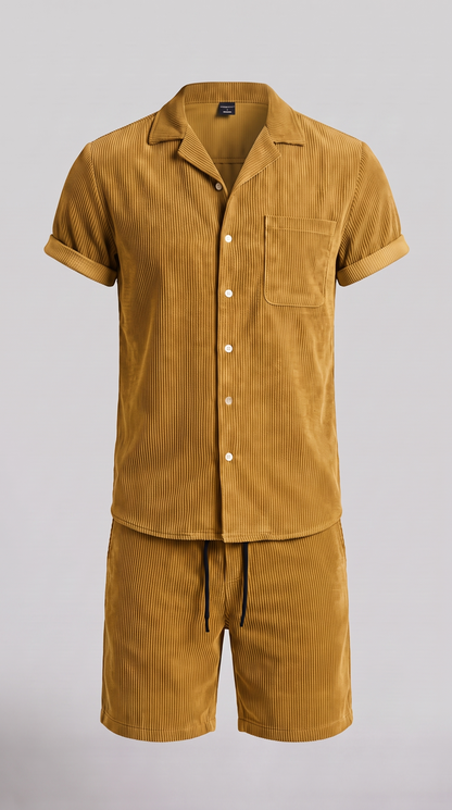Men's Corduroy Short Set for Summer Casual Wear