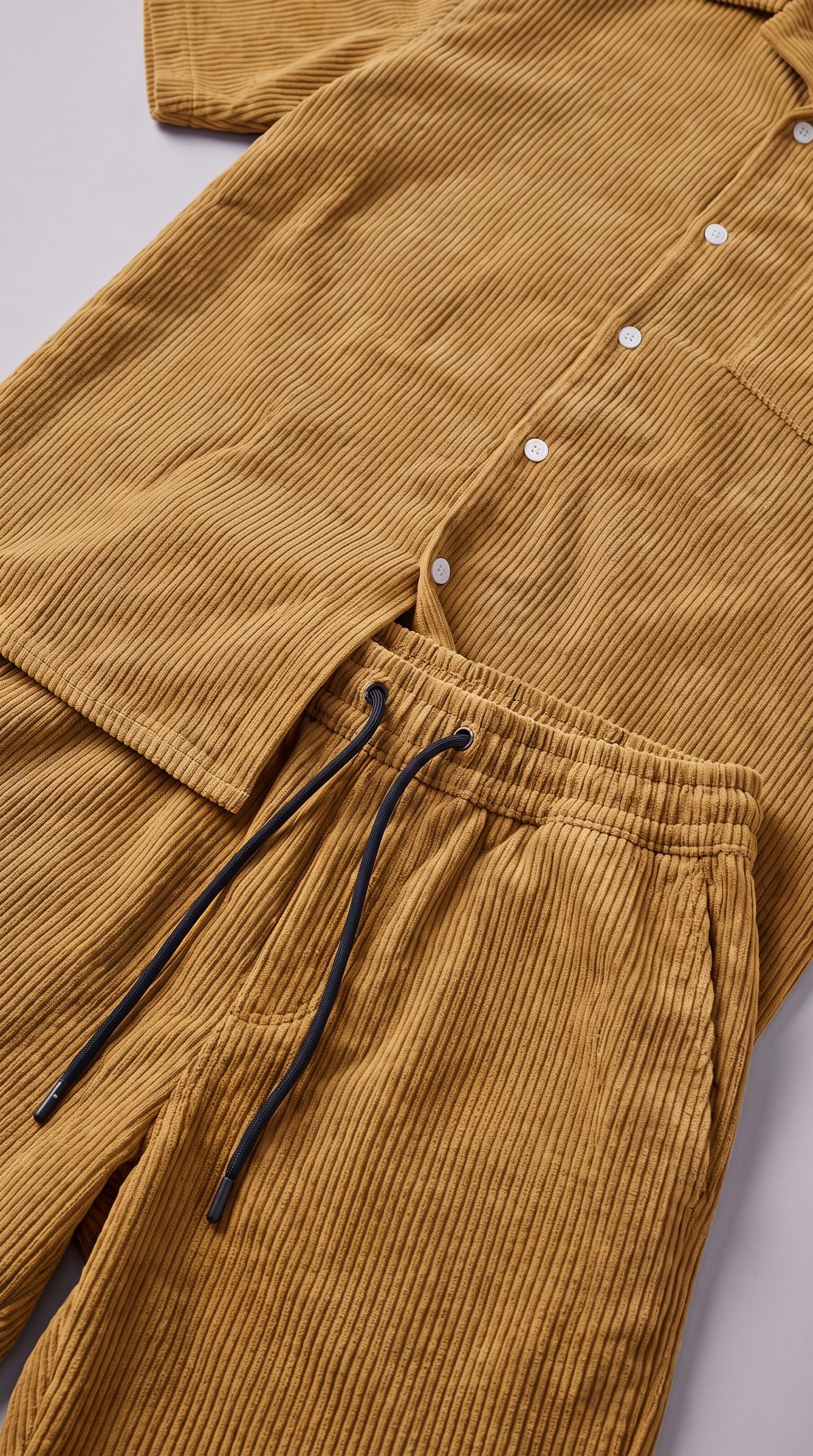 Men's Corduroy Short Set for Summer Casual Wear