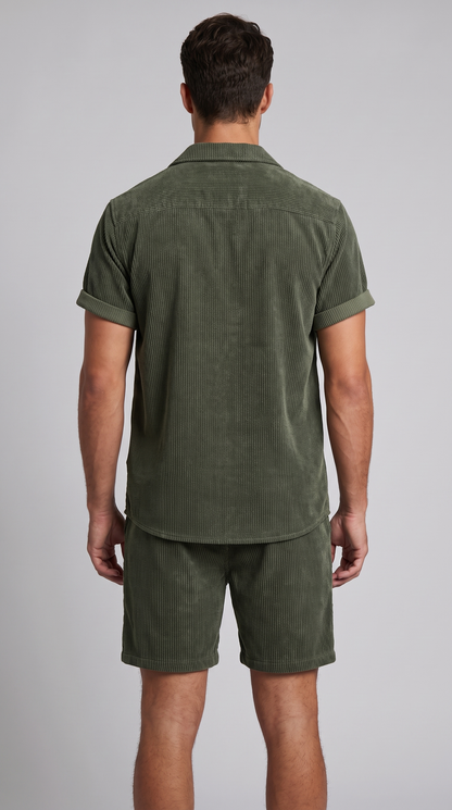 Men's Corduroy Short Set for Summer Casual Wear