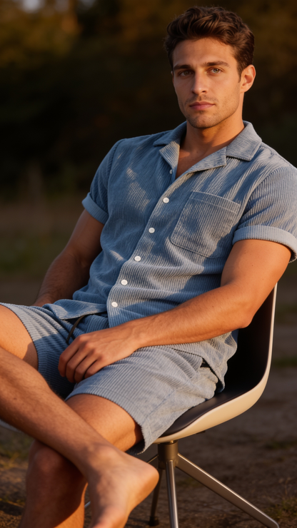 Men's Corduroy Short Set for Summer Casual Wear