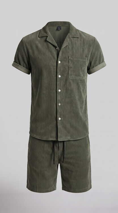 Men's Corduroy Short Set for Summer Casual Wear