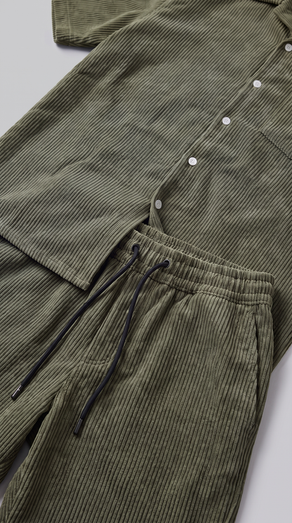 Men's Corduroy Short Set for Summer Casual Wear