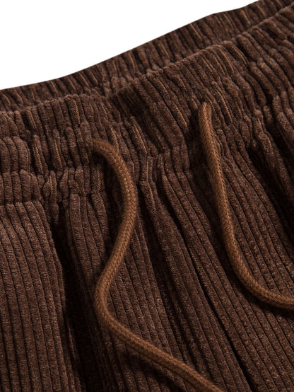 Men's Corduroy Solid Shorts for Casual Wear