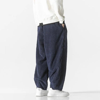 Men's Corduroy Trousers with Elastic Waistband