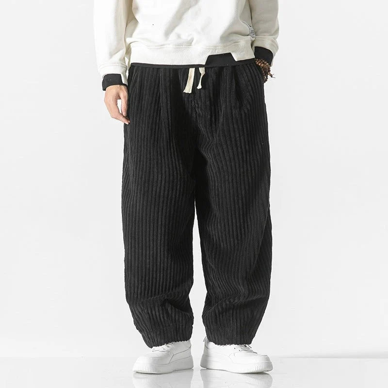 Men's Corduroy Trousers with Elastic Waistband