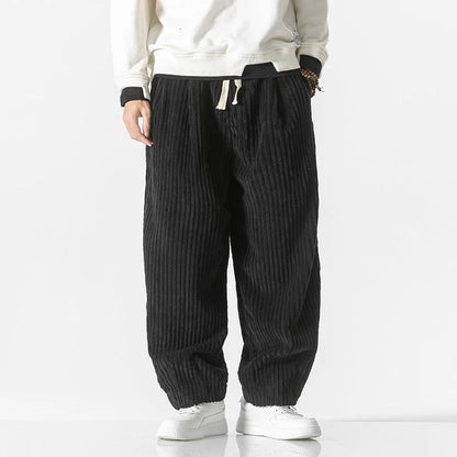 Men's Corduroy Trousers with Elastic Waistband