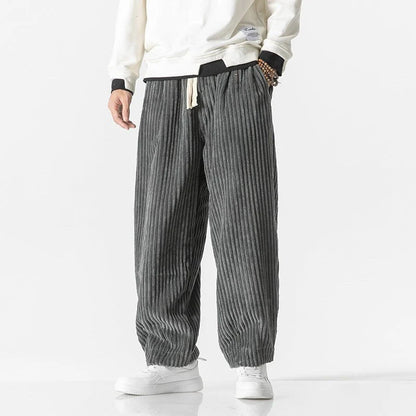 Men's Corduroy Trousers with Elastic Waistband