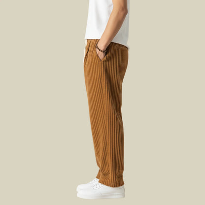 Men's Corduroy Trousers with Elastic Waistband