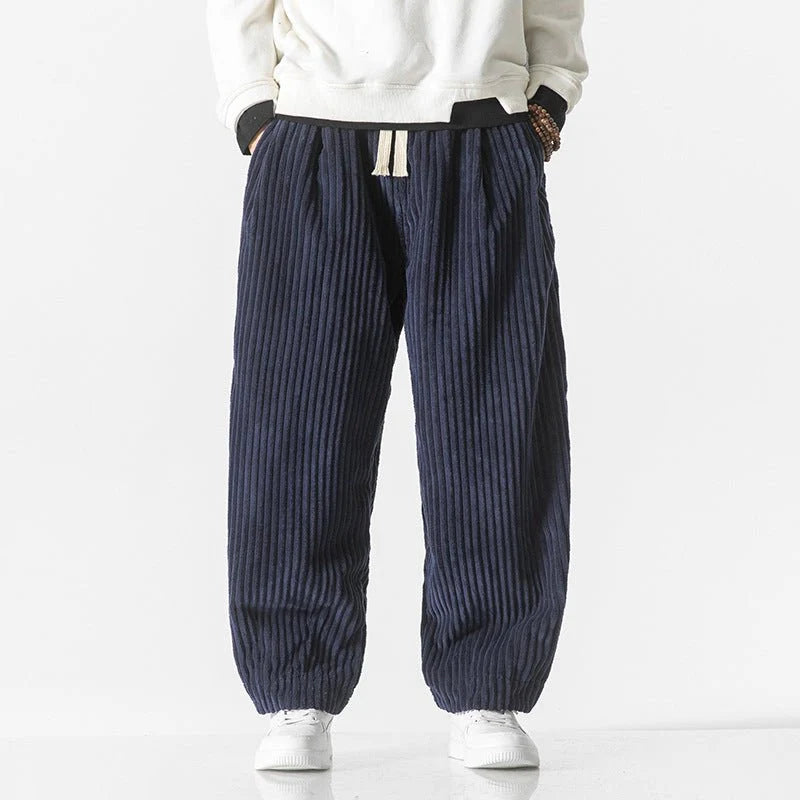 Men's Corduroy Trousers with Elastic Waistband