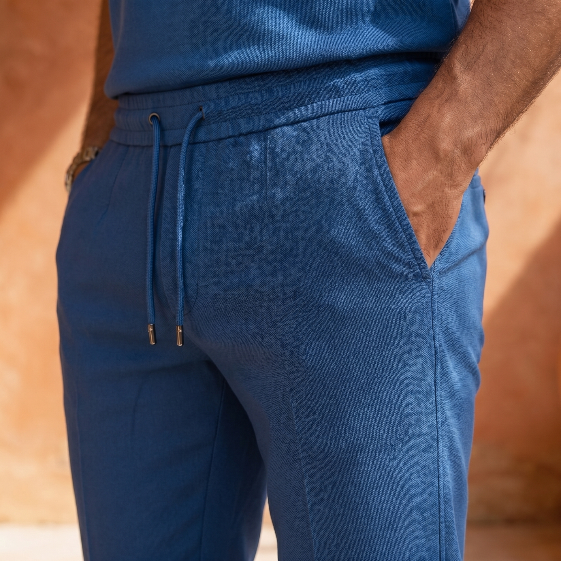 Men's Cotton Blend Polo & Trouser Set