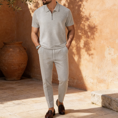 Men's Cotton Blend Polo & Trouser Set