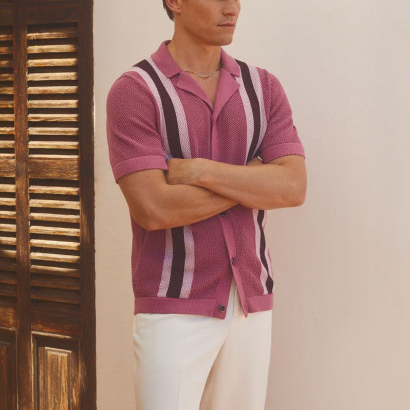 Men's Crochet Knit Summer Shirt