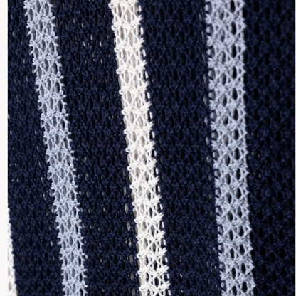 Men's Crochet Stripe Polo Shirt
