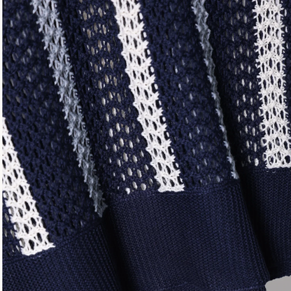 Men's Crochet Stripe Polo Shirt