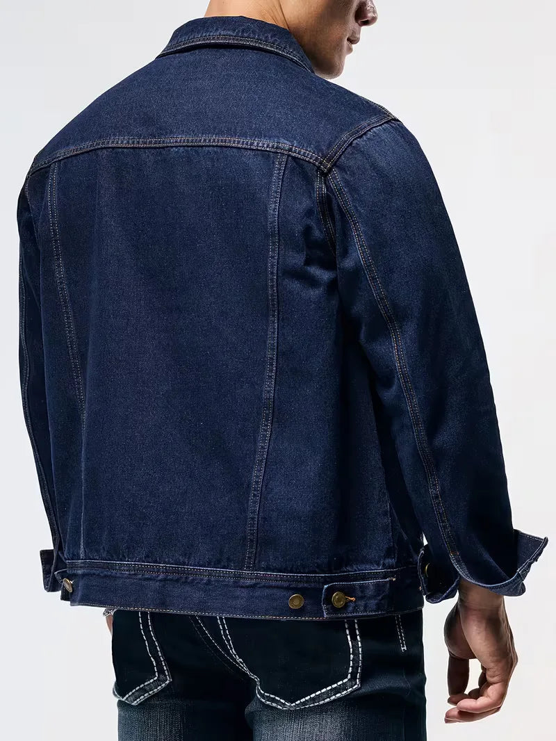 Men's Denim Jacket with Button Closure