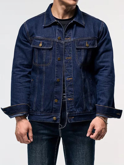 Men's Denim Jacket with Button Closure