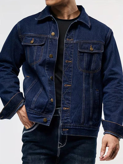 Men's Denim Jacket with Button Closure