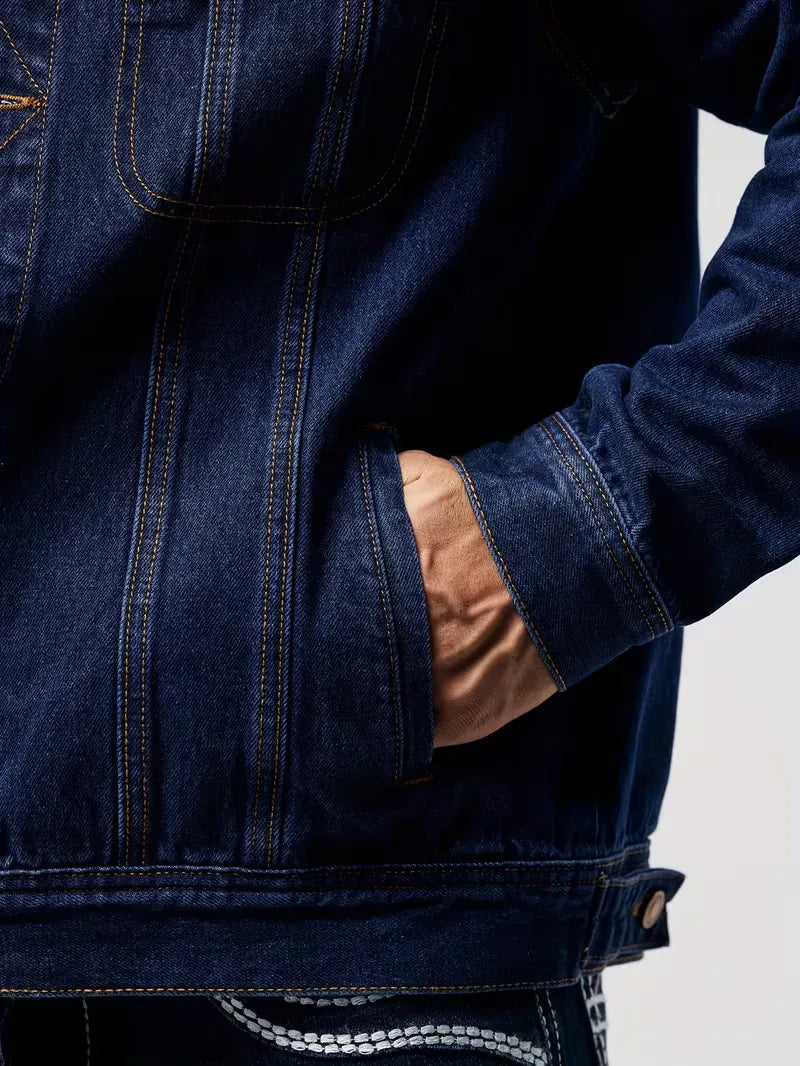 Men's Denim Jacket with Button Closure