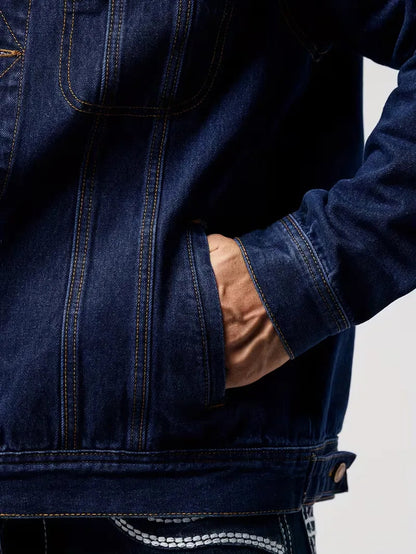 Men's Denim Jacket with Button Closure