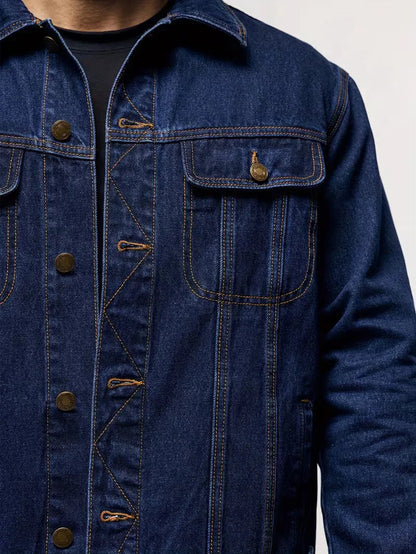 Men's Denim Jacket with Button Closure