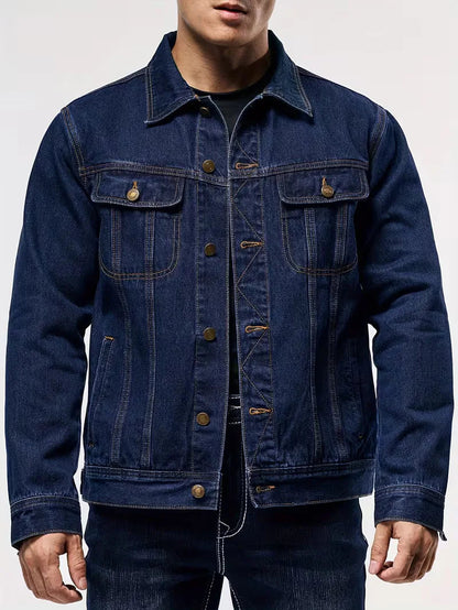 Men's Denim Jacket with Button Closure