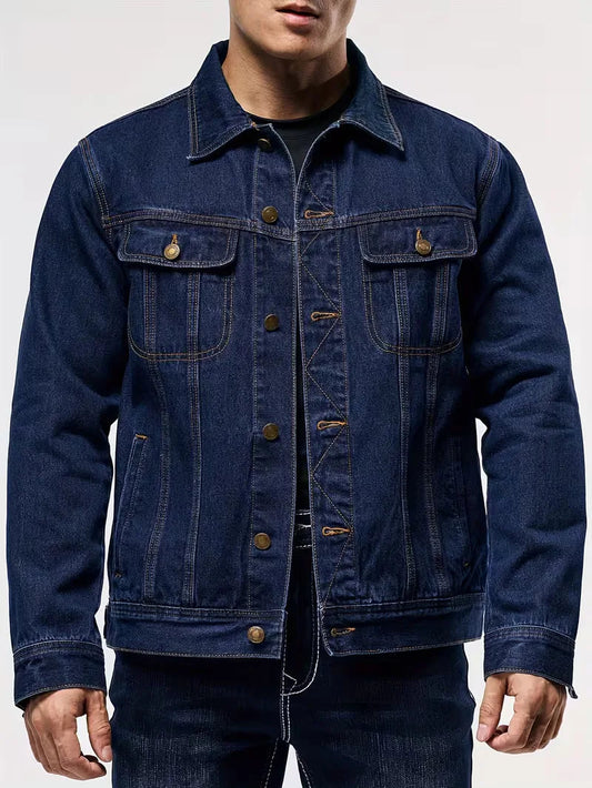 Men's Denim Jacket with Button Closure