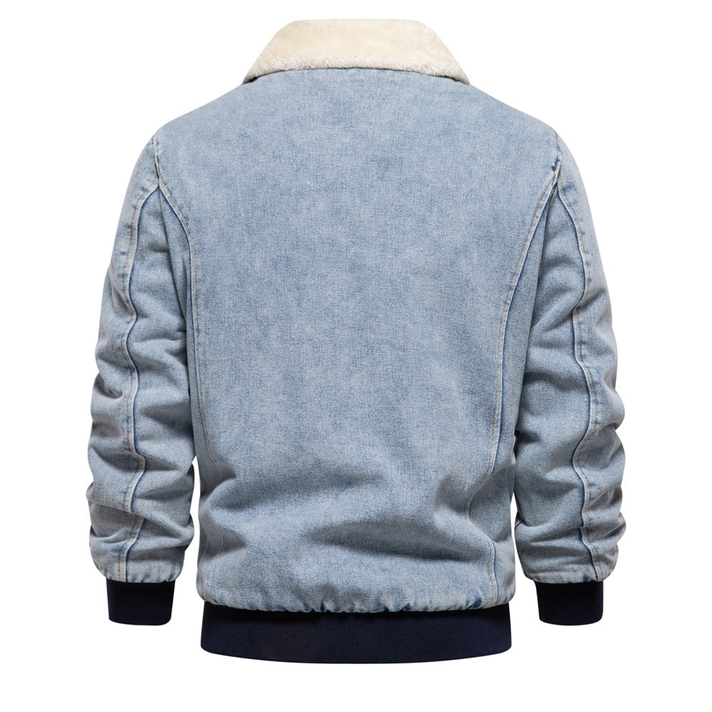 Men's Denim Jacket with Sherpa Fleece Lining