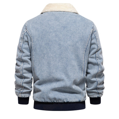 Men's Denim Jacket with Sherpa Fleece Lining