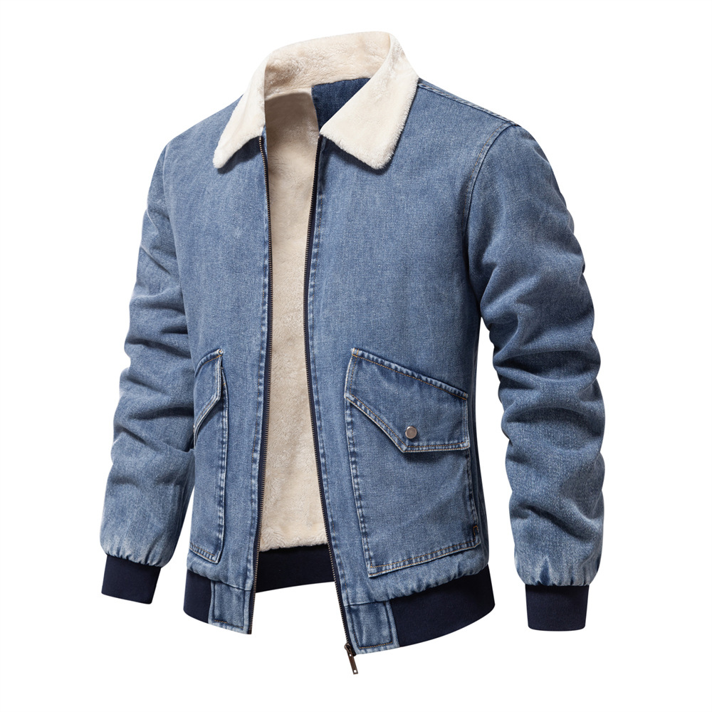 Men's Denim Jacket with Sherpa Fleece Lining