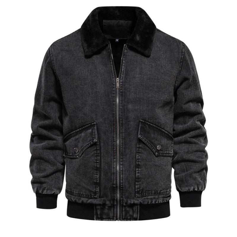 Men's Denim Jacket with Sherpa Fleece Lining
