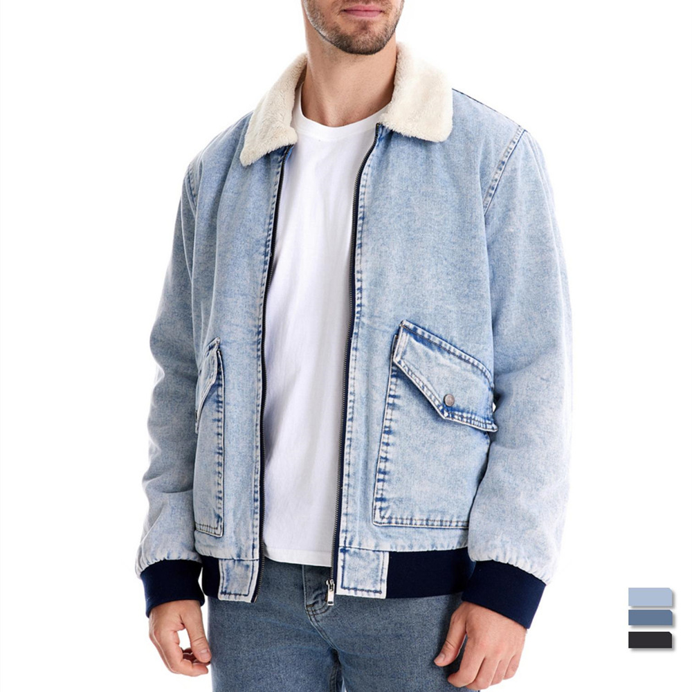 Men's Denim Jacket with Sherpa Fleece Lining