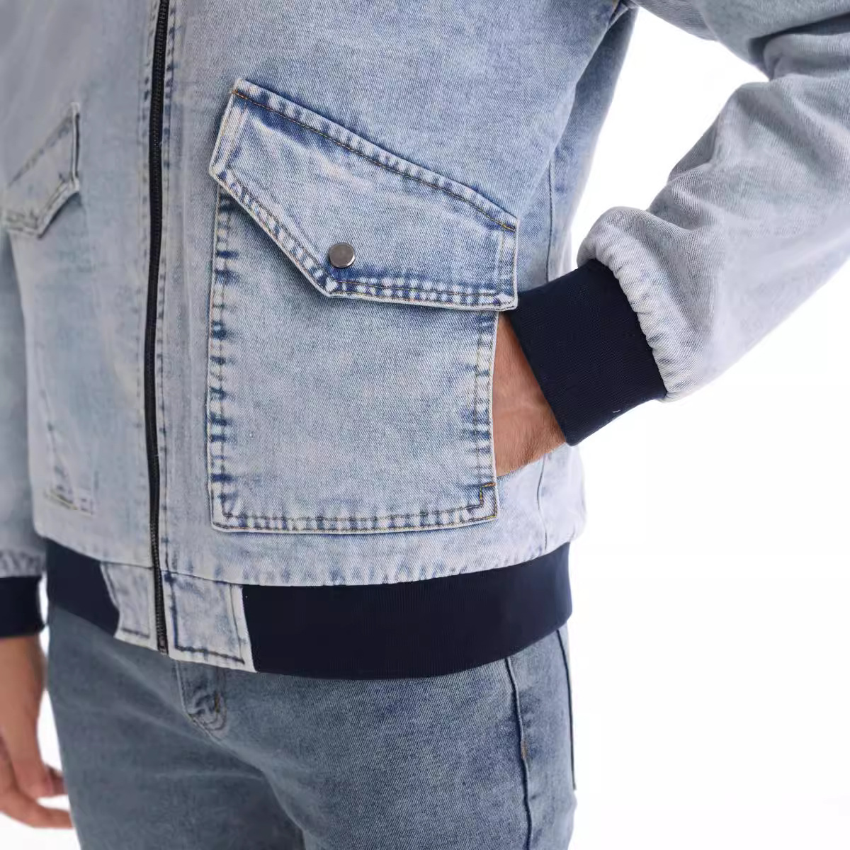 Men's Denim Jacket with Sherpa Fleece Lining