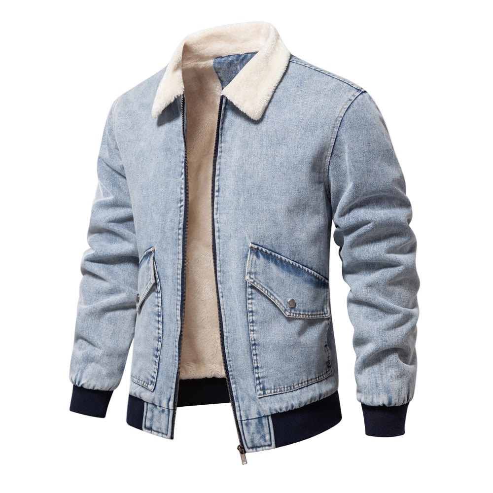 Men's Denim Jacket with Sherpa Fleece Lining
