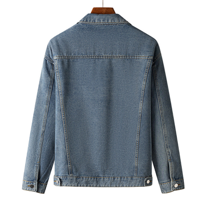 Men's Denim Jacket with Zipper and Collar